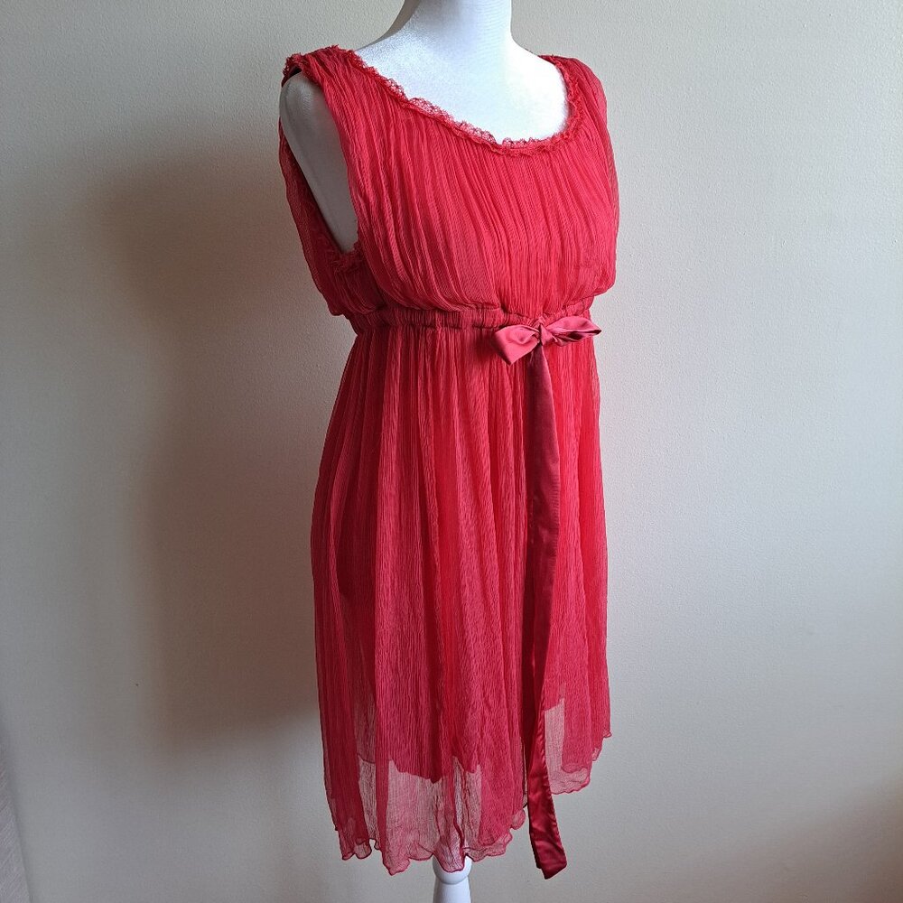 Galliano Red Summer Light Dress with Ribbon Size IT 38 / XS